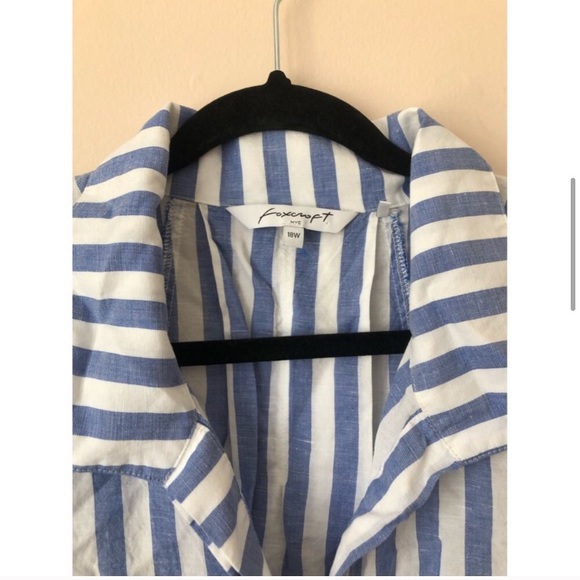 Foxcroft NYC Blue Striped Button Down 18W - Picture 5 of 10